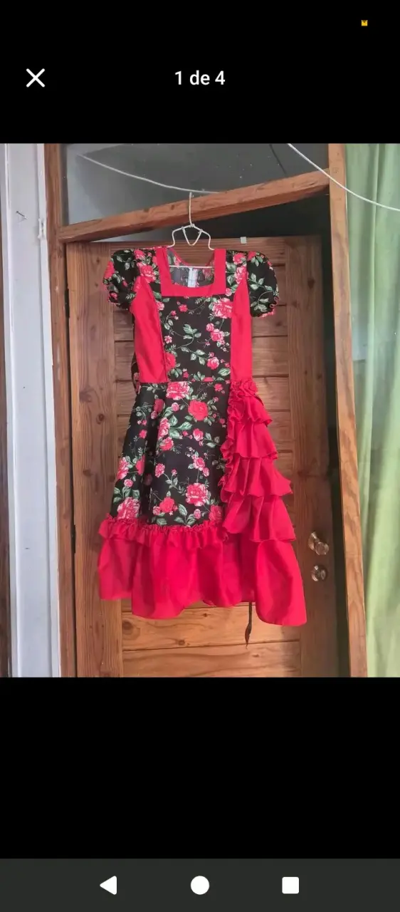 Vestido de cueca rojo con volantes para mujer - 2