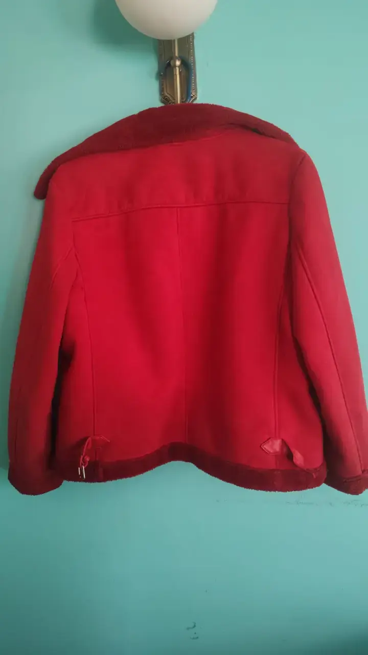 Chaqueta de mujer roja con forro de felpa - 5