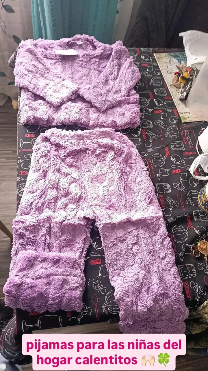 Pijama de niña polar lila cálido - 1