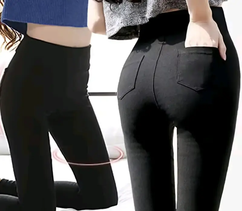 Leggings negros de mujer con bolsillos traseros - 2