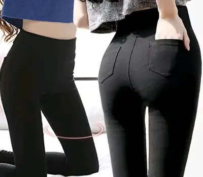 Leggings negros de mujer con bolsillos traseros - miniatura 2
