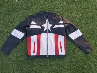 Chaqueta de cuero estilo Capitán América - miniatura 1