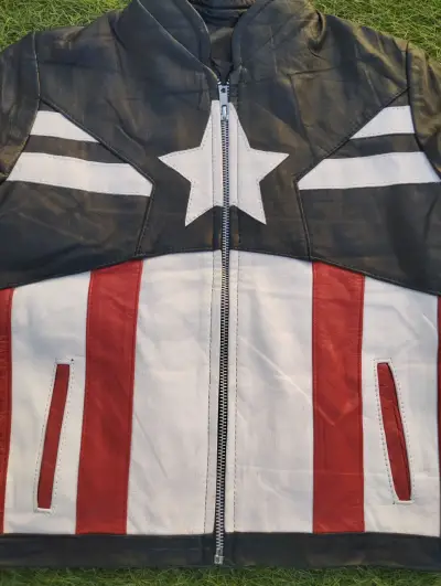 Chaqueta de cuero estilo Capitán América - miniatura 5