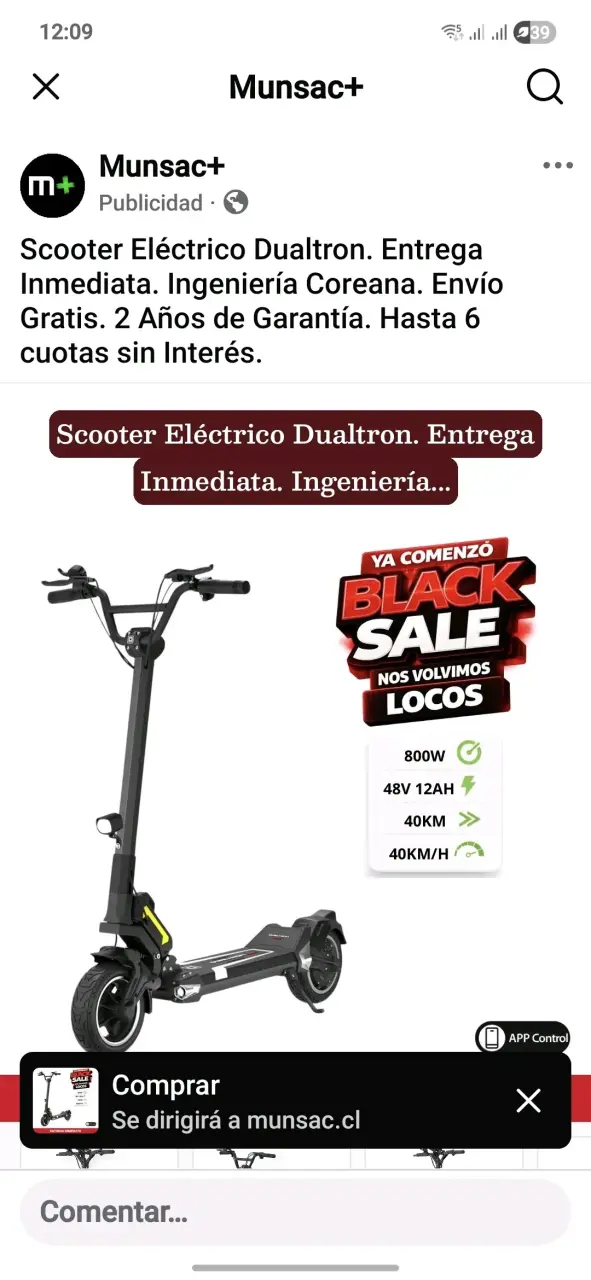 Scooter Eléctrico Dualtron 800W 48V - 1