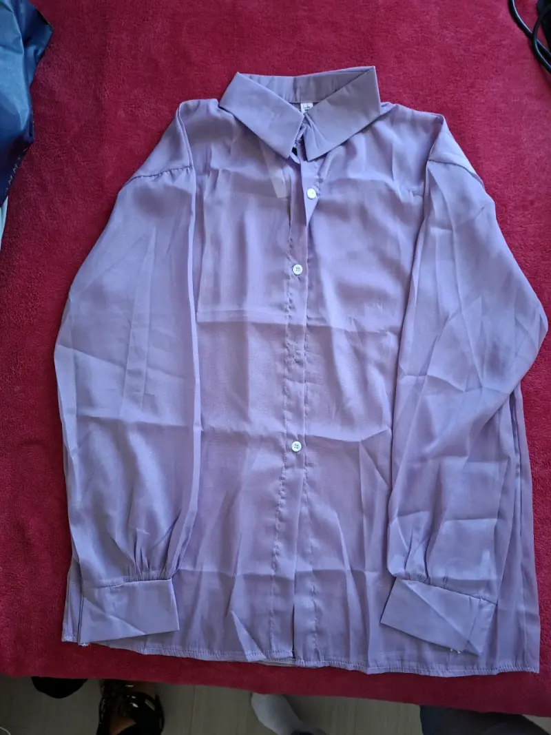 Blusa transparente morada para mujer talla L - 1