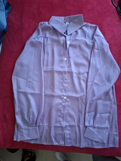Blusa transparente morada para mujer talla L - miniatura 1