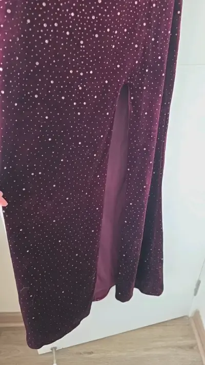 Vestido de fiesta largo burdeos con lentejuelas - miniatura 5