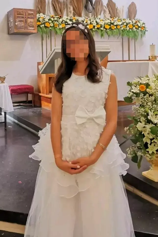 Vestido de Comunión para Niña con Encaje y lazo