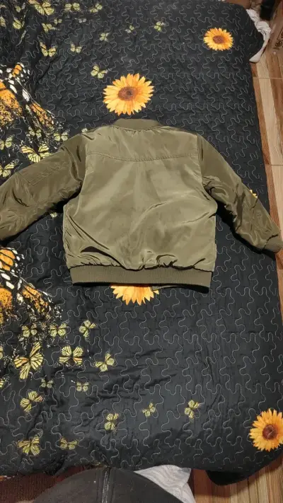 Chaqueta bomber verde para niño con forro naranja - miniatura 2