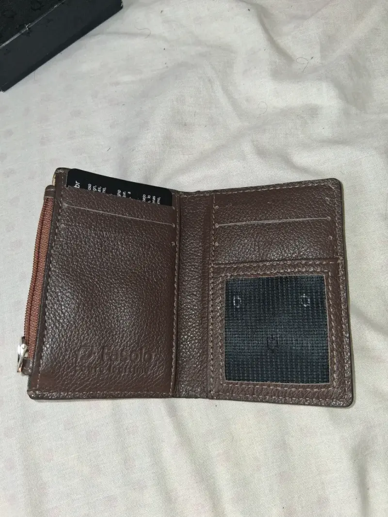 Billetera de cuero marrón Fasolo con cierre - 2