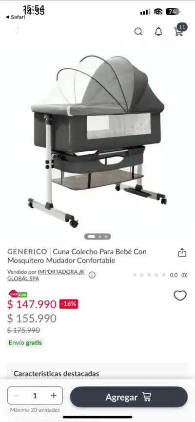 Cuna colecho con colchon y ropa de cama - miniatura 6