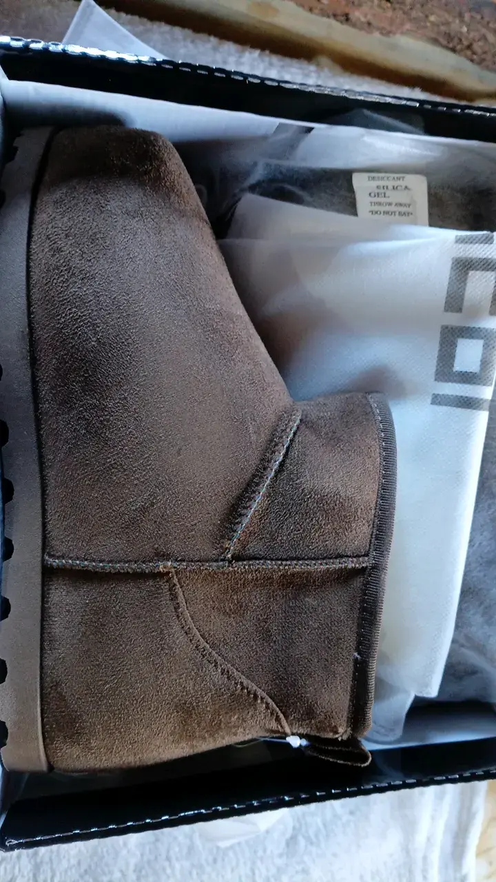 Botines de gamuza marrón con forro cálido - 1