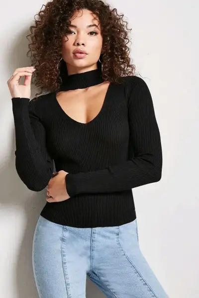 Polera Choker Manga Larga Mujer en Varios Colores - miniatura 2