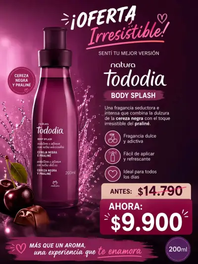 Body Splash Natura Tododia Cereza Negra y Praliné 200ml - miniatura 1