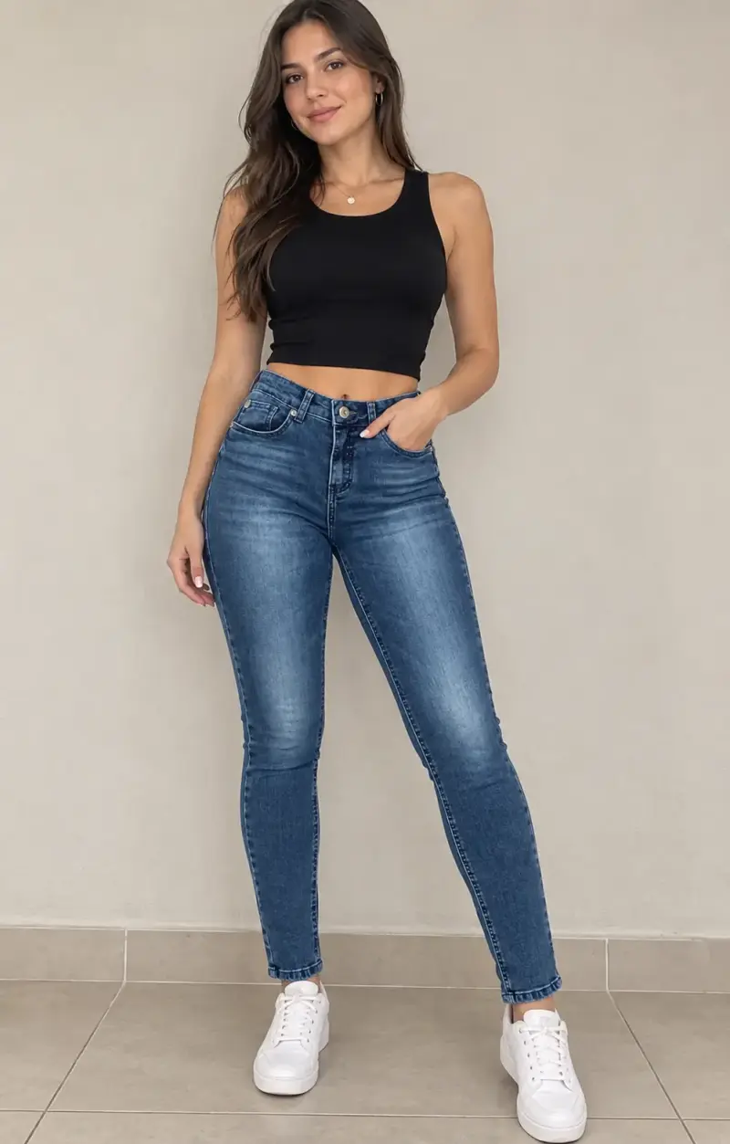 Jeans acampanados azul claro para mujer - 2