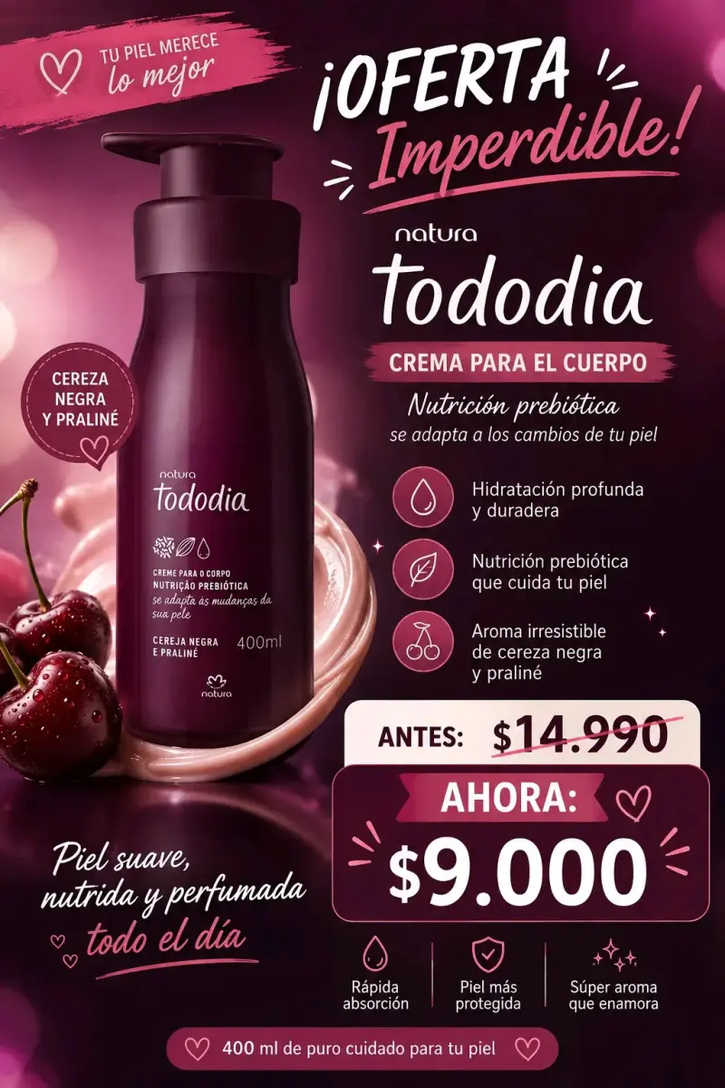 Crema corporal Natura Tododia cereza negra y praliné - 1