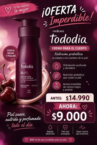 Crema corporal Natura Tododia cereza negra y praliné - miniatura 1
