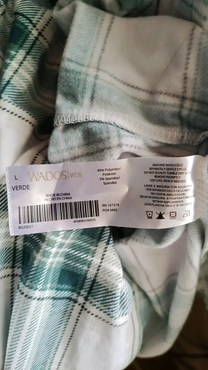 Blusa de franela a cuadros verde y blanca - 3