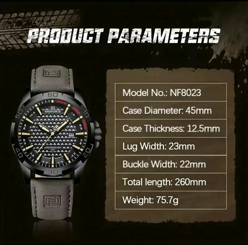 Reloj Naviforce NF8023 de cuero (sin caja) - 4
