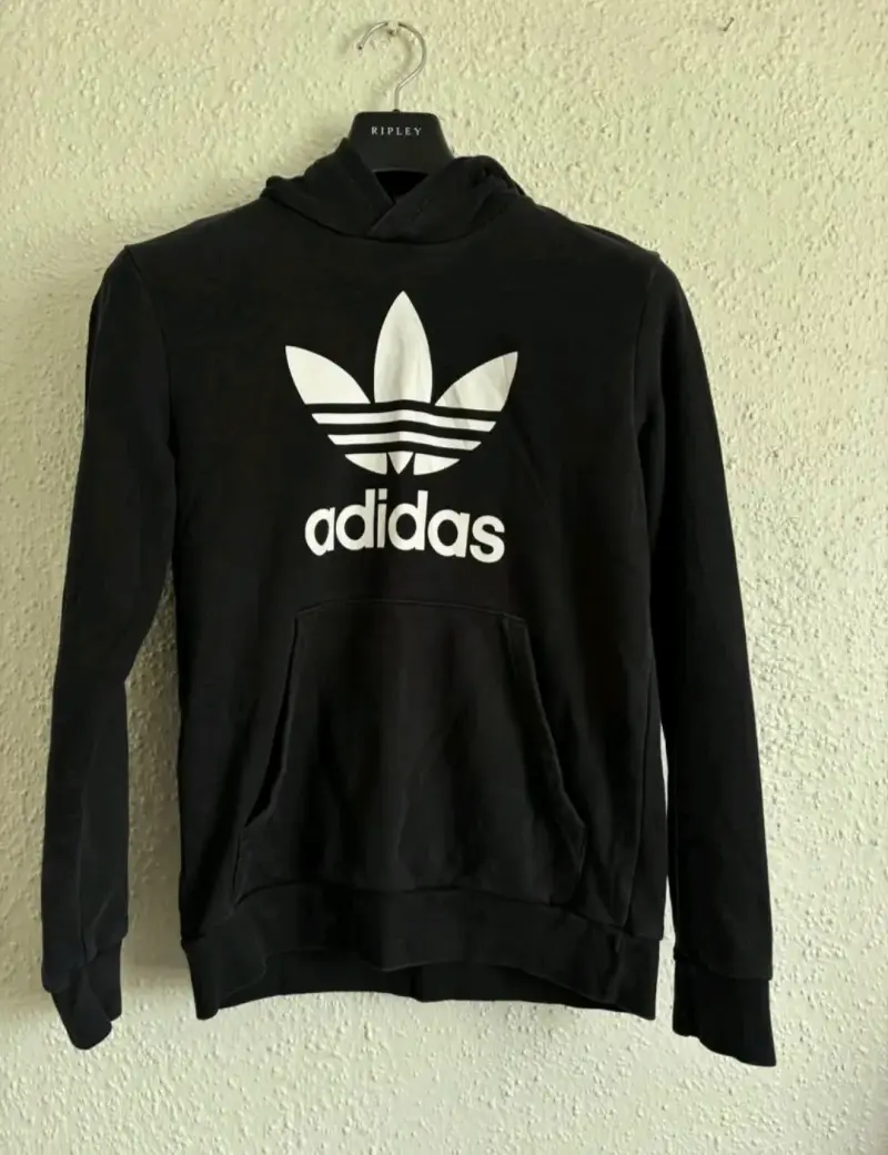 Polerón negro Adidas con logo grande - 1