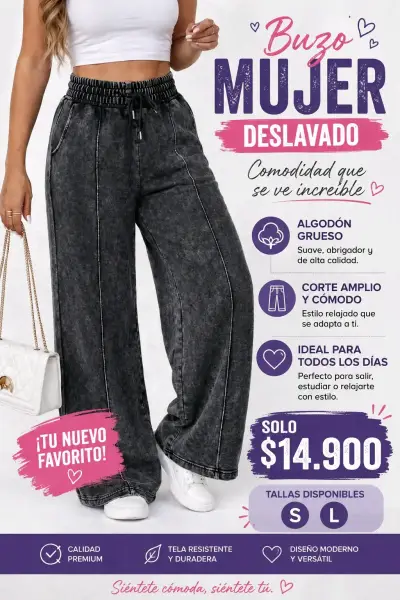 Buzo Mujer Deslavado Algodón Grueso - miniatura 1