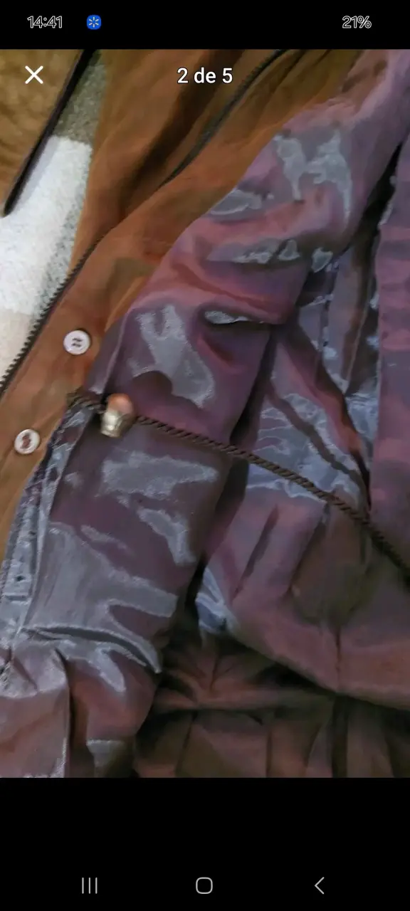 Chaqueta de cuero gamuzado marrón con forro inte - 4