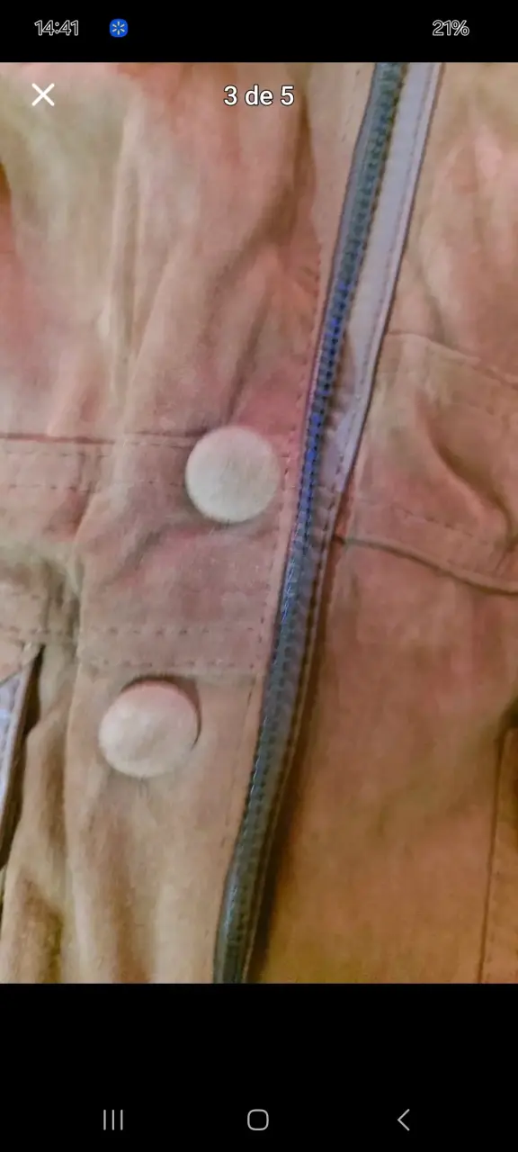 Chaqueta de cuero gamuzado marrón con forro inte - 5