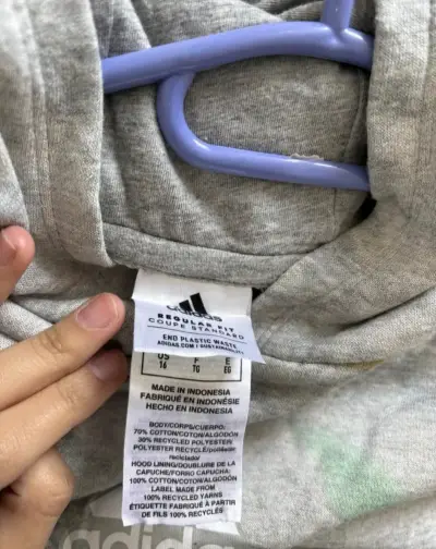 Polerón con capucha Adidas gris estampado floral - miniatura 2
