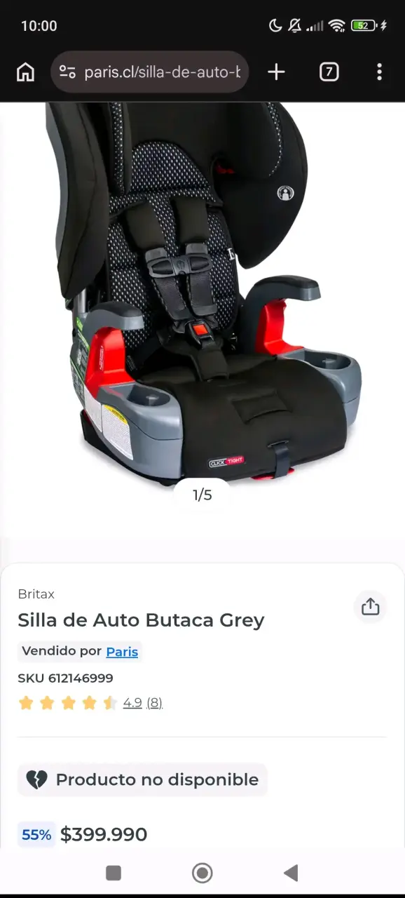 Silla de Auto Britax Grow You ClickTight Negra - 5