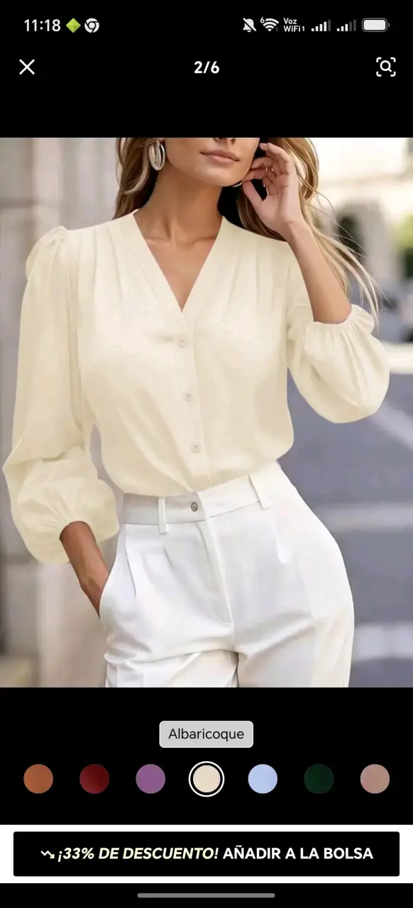 Blusa de mujer color albaricoque elegante