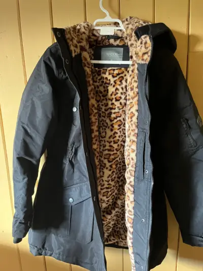 Abrigo negro con forro de leopardo Wados - miniatura 1