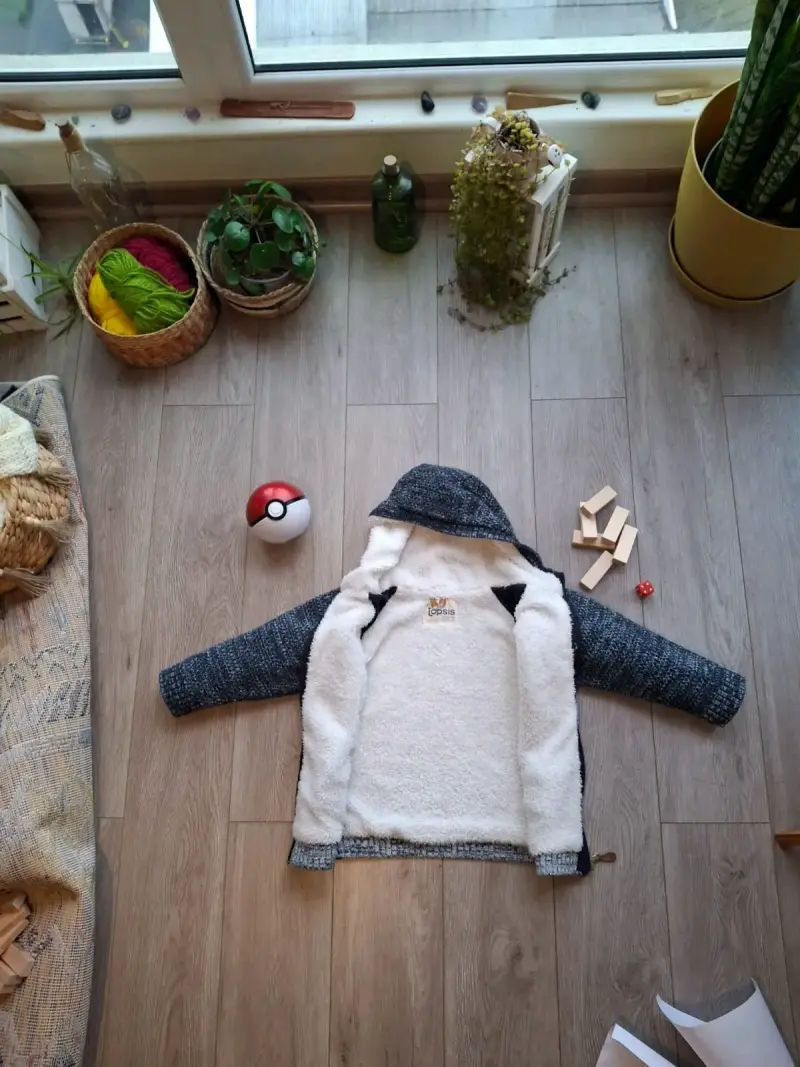 Chaquetas de lana para niños en colores verde y gris - 4