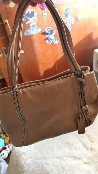 Bolso de cuero sintético Amphora beige - miniatura 1