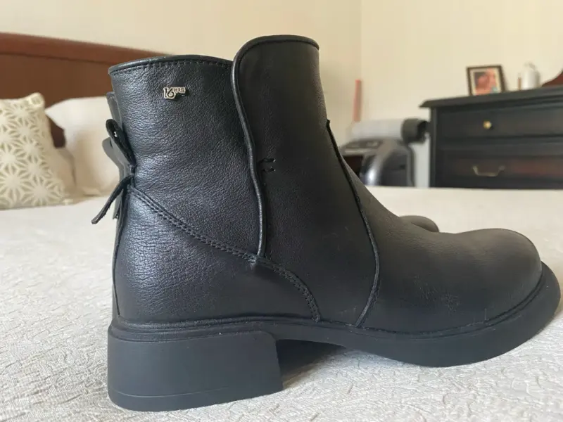 Botines de cuero negro para mujer - 6