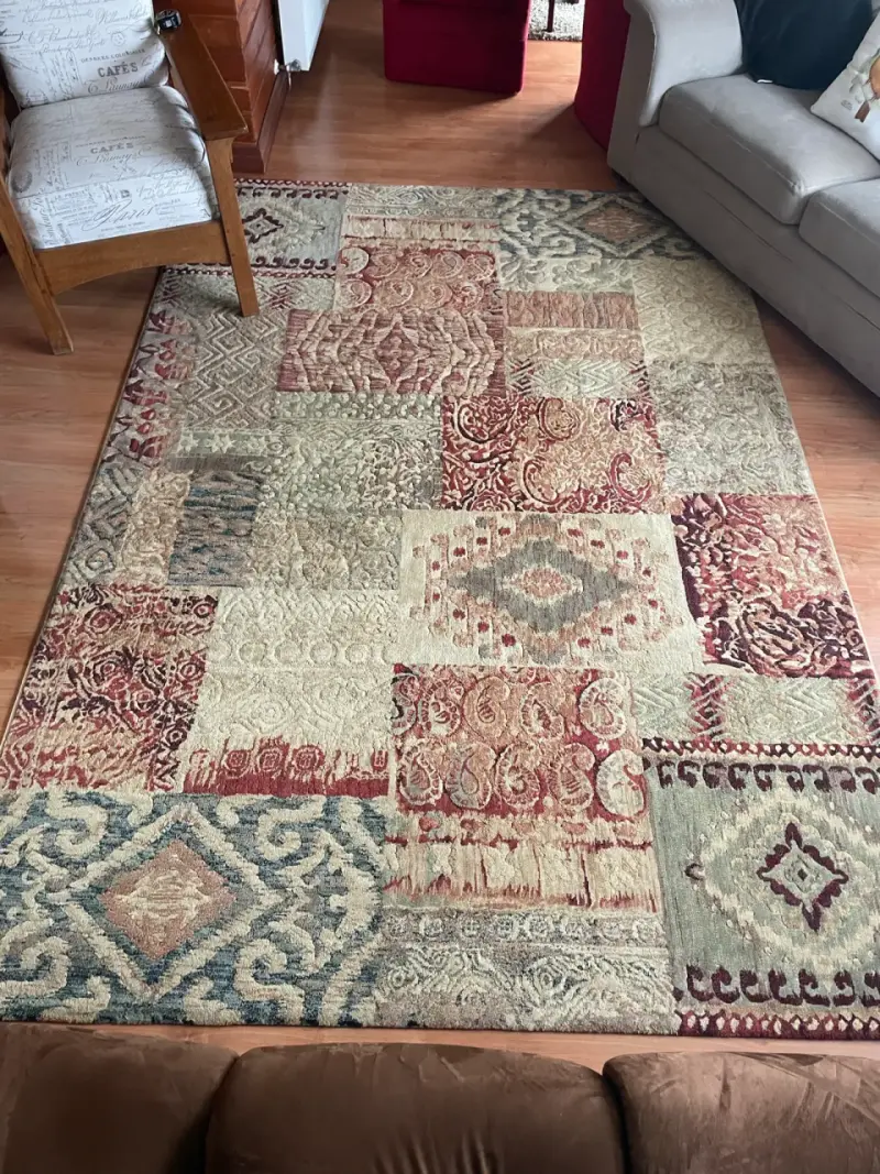 Alfombra grande con diseño geométrico multicolor - 3