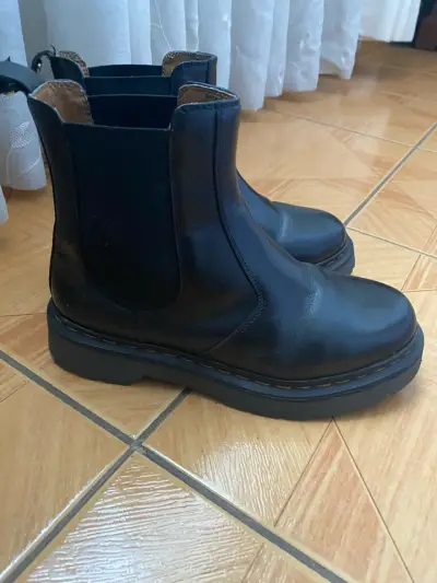 Botines de cuero negro para mujer - miniatura 1