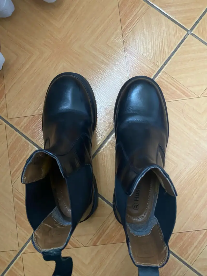 Botines de cuero negro para mujer - 2