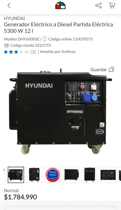 Generador Eléctrico Diesel Hyundai DHY8000SE - miniatura 2