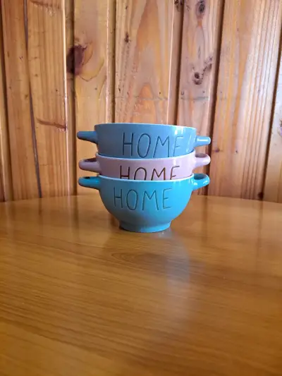 Set de tazones soperos de cerámica con asas 'Home' - miniatura 1