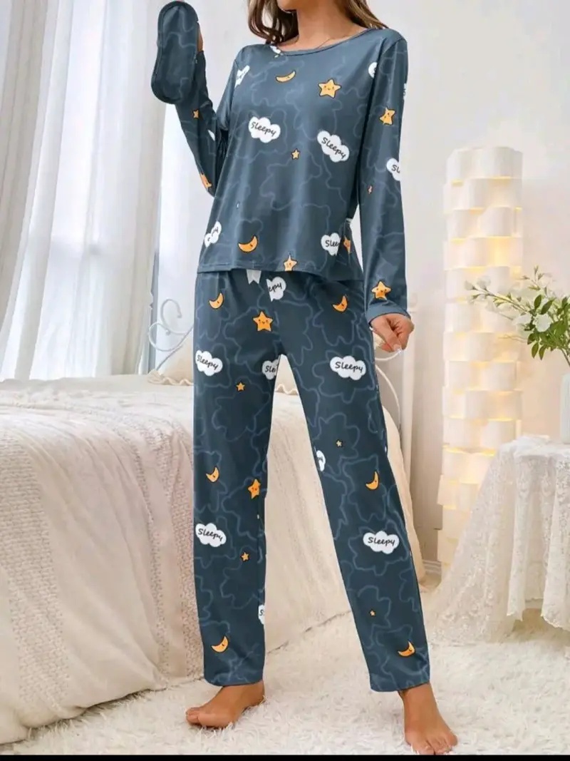 Pijama de mujer con estampado de estrellas y luna - 2