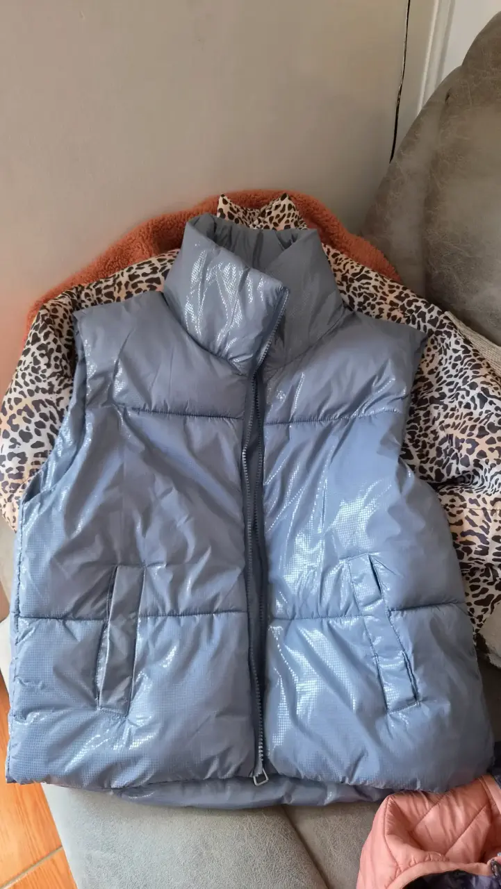 Chaleco acolchado sin mangas azul para mujer