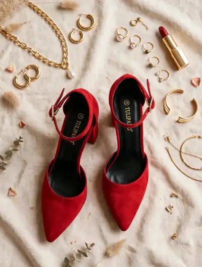 Zapatos de tacón rojo Tulipano elegantes - miniatura 4