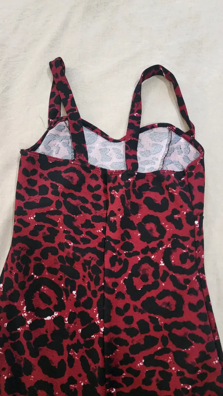 Vestido largo estampado animal print rojo y negro - 4