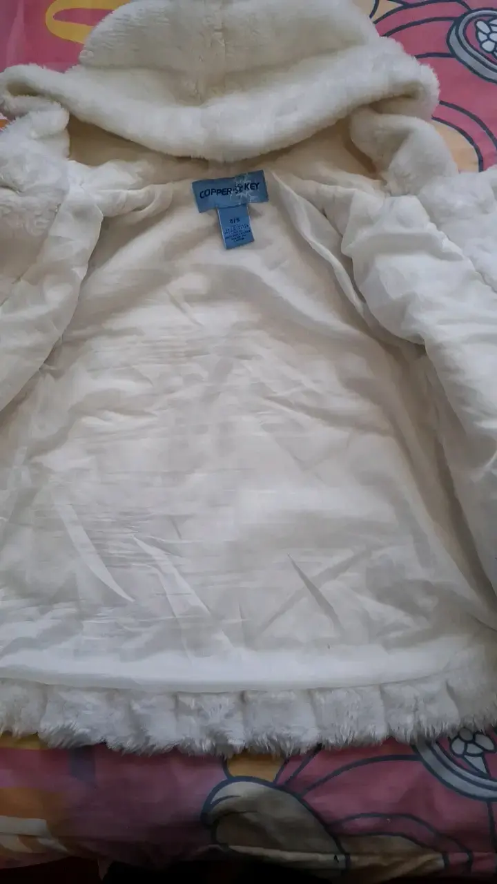 Abrigo de peluche blanco para niña - 3