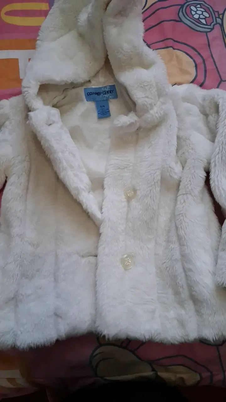 Abrigo de peluche blanco para niña - 4