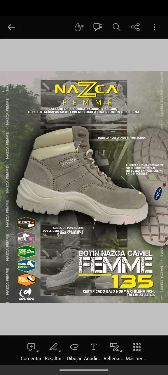 Botines de seguridad Nazca Femme camel