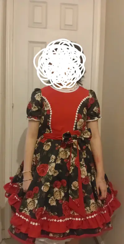 Vestidos floral vintage con lazo rojo - miniatura 1