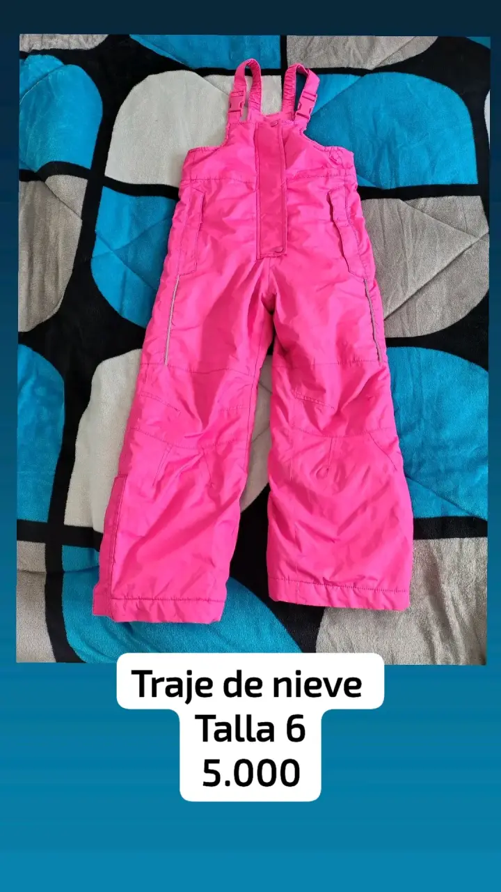 Traje de nieve infantil rosa talla 6