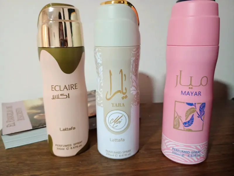 Set de sprays perfumados Lattafa Eclaire, Yara y Mayar