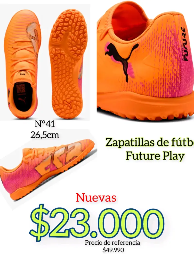 Zapatillas de fútbol Puma Future Play naranjas talla 41